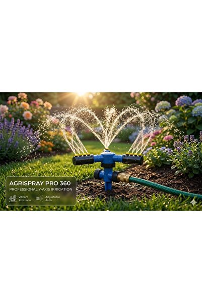 HortumEvi Otomatik Dönerli 3 Kollu Bahçe Sprinkler – Çim ve Bahçe Sulama Fısk...