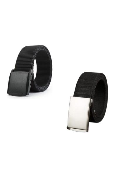 başkent çanta طقم حزام قماش بمشبك بلاستيكي ومعدني بتصميم تكتيكي باللون الأسود