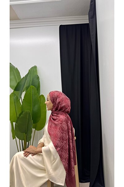 ALESYA SCARF Ring Pattern Burgundy Shawl