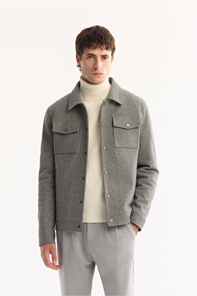 Avva Мъжка сива класическа яка с двойни джобове, издръжлива, с редовна кройка...