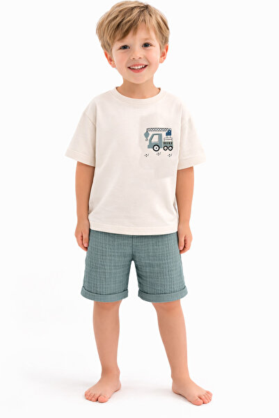 bebekpare Costum cu pantaloni scurți pentru băieți Business Machine B cu impr...