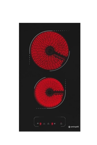 Eminçelik VC320 2 Gözü Elektrikli Vitro Seramik Siyah Cam Domino  Ankastre Ocak