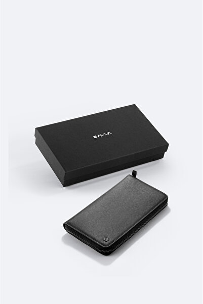 Avva Чорний чоловічий гаманець із подарунковою коробкою, 100% шкіра B009560