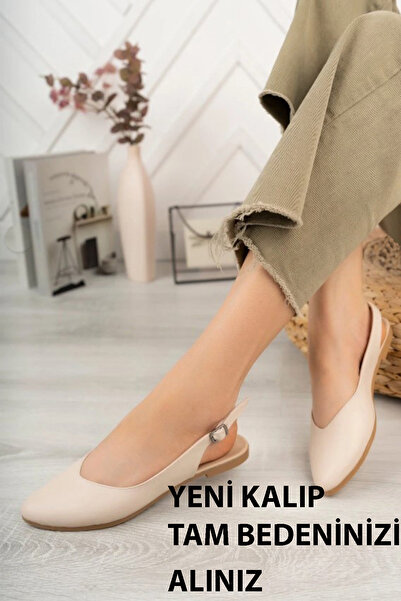 Preshley Balerini casual pentru femei Misty Cream Skin, cu spatele deschis, c...