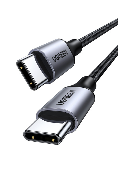 Ugreen USB-C 60W 3A QC PD Örgülü Hızlı Şarj Kablosu, 1 m, Siyah, 50150