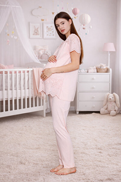 Yulem Homewear Set de pijamale de maternitate pentru femei însărcinate, cu de...