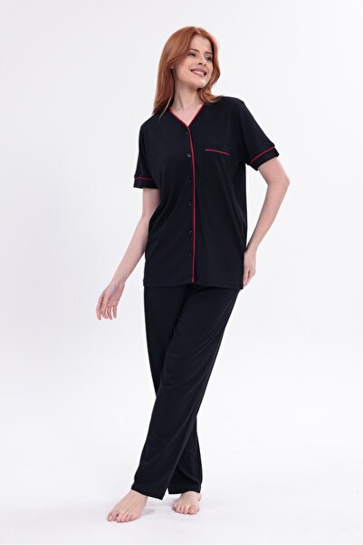 Yulem Homewear Γυναικείο σετ πιτζάμες με κοντό μανίκι, κόκκινο, βαμβακερό, με...