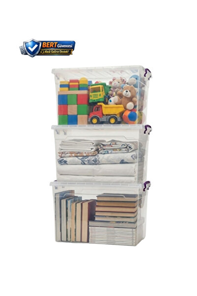 BERT 3’lü 30 LT Yatay Saklama Kabı Seti | Çok Amaçlı, Çeyizlik,Dayanıklı, Yer...
