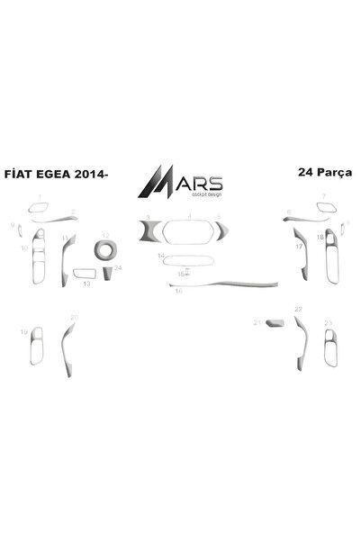 Marscockpitdesign Fiat Egea Console-Dashboard Covering 2014-2020 24 Pieces