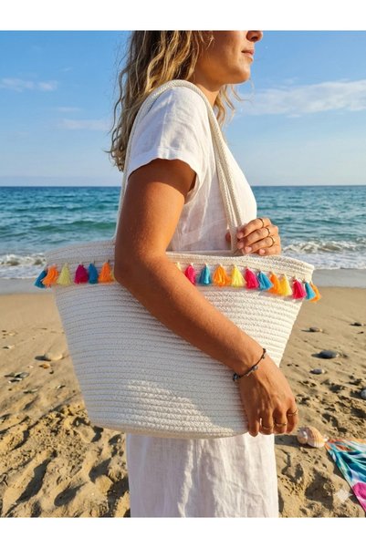 bayram taşcıoğlu home desing Daily Vacation Beach Bag Tassel Bohemian Bag