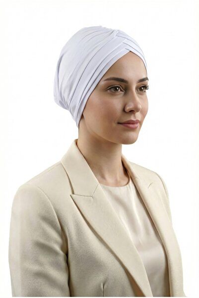 Jusmart Beyaz Çapraz 3 Bantlı Tesettür Bonesi ◆ Kaymayı Azaltan Tasarım ◆ Gün...