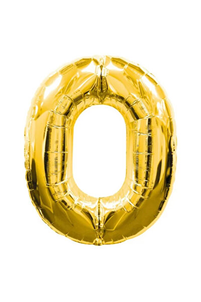 Go İthalat 0 Number Foil Balloon Gold Color 40 Inch (5343)