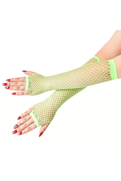 Go İthalat قفازات شبكية بدون أصابع باللون الأخضر النيون من الثمانينيات والتسع...
