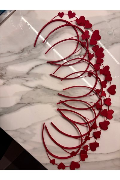 MİR STORE 3-Piece Red Heart Girl's Crown