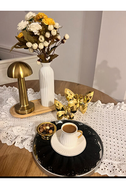 NURGİTA HOME Fisto Ruffled Duck Linen Cocktail & Coffee Presentation Napkin (...