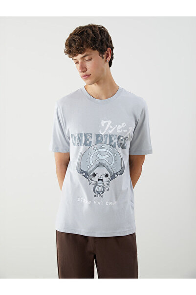 LC Waikiki Bedrucktes Herren-T-Shirt aus gekämmter Baumwolle mit Rundhalsauss...