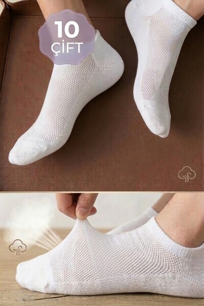 Esinti 10 أزواج من الجوارب الصيفية الرقيقة غير المتعرقة، باللون الأبيض بطول ا...