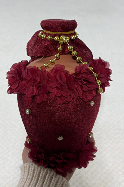 AZREN STORE Bordo Lazer Çiçek Süslemeli Kına Gecesi Testisi, Gelin Damat Nişa...