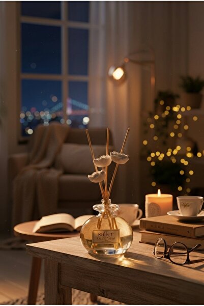 SAFİER Gece Yarısı Seramik Taş Çiçekli Çubuklu Oda Kokusu Midnight 80 ml