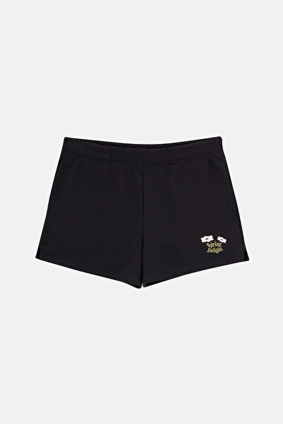 Reflect Studio Pantaloni scurți pentru femei Flower Power Soft Fleece - Negru