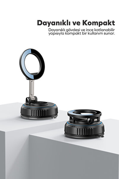 woyax MagSafe Uyumlu 360° Mıknatıslı Ayarlanabilir Araç İçi Telefon Tutucu Kilitli Vakumlu Masa Dolap Cam
