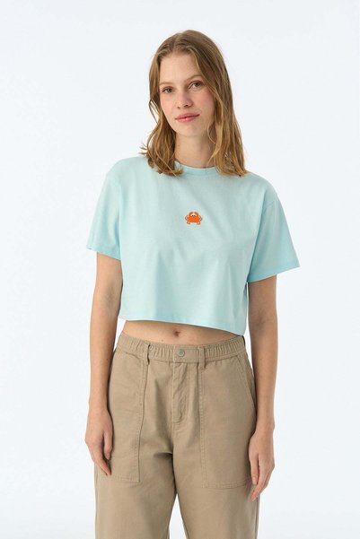 Reflect Studio Tricou Crop ușor Crab - Albastru deschis