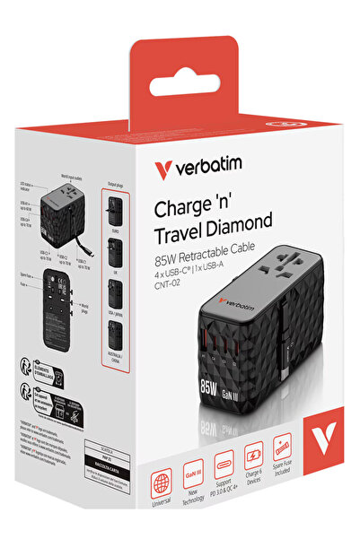 Verbatim Cablu retractabil Diamond Charge de călătorie 85W CNT-02