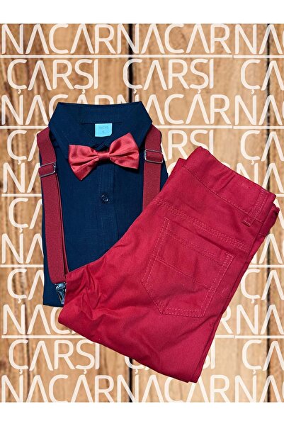 FATELLA Cămașă cu mâneci lungi pentru băieți, pantaloni, bretele, papion, set...