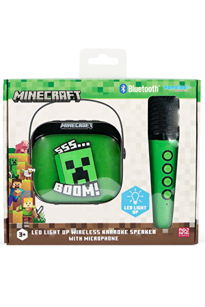 OTL Boxă karaoke wireless cu microfon și iluminare LED Minecraft Popsing