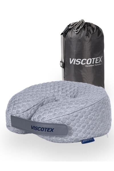 VİSCOTEX Sivi viskojeloviti jastuk za vrat sa podrškom za vrat 30x28x12cm za ...