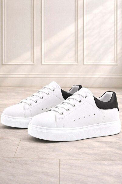 Rakerplus White Leather Laced Lightweight Sole Children's Sports Shoes