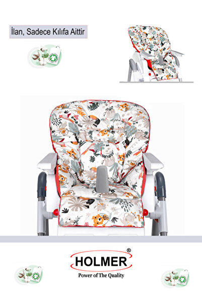 Holmer Leke Tutmaz Organik Mama Sandalyesi Minderi & Kılıfı Max-M Açık Gri