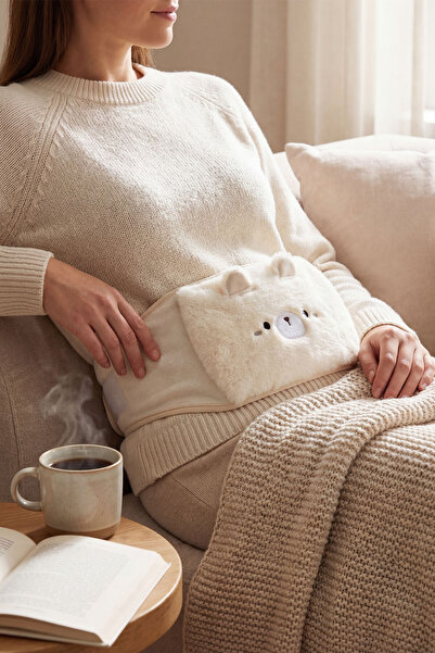 Eq deco Ayıcık Figürlü Yumuşak Peluş Kemerli Sıcak Su Torbası Sarı Soft