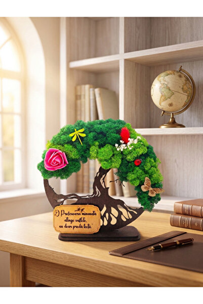 OEM Cadou Copacul Vietii, cu licheni stabilizati, din lemn wenge, „Profesoara...