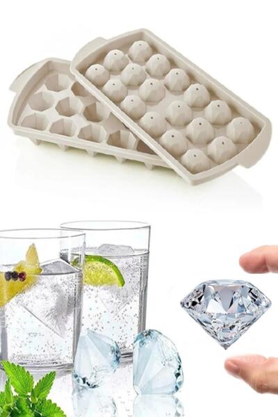 MasterCar Diamond 18 Bölmeli Elmas Şekil Buz Kalıbı Kapaklı Pratik Buzluk Kri...