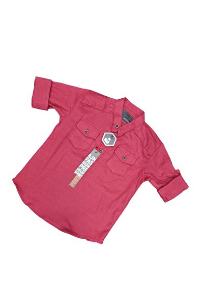 nacar çarşı Cămașă din in pentru băieți, cu mâneci rulabile și nasturi în față