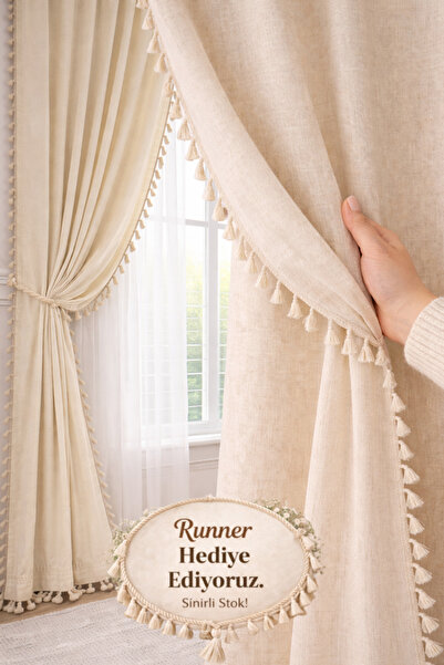 perde plus ستارة خلفية بتصميم بوهيمي من الكتان