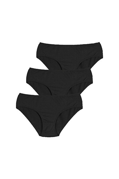 Penti Cotton Black Slip Panties - Pack of 3 Briefs