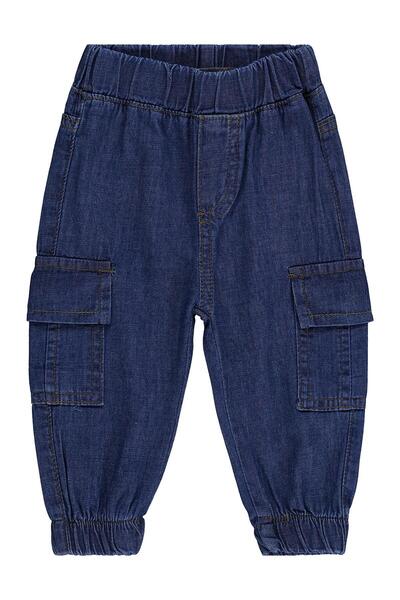 Civil Baby Kargo Cepli İnce Kot 6-18 Ay Pantolon - Mavi 18-24 Ay