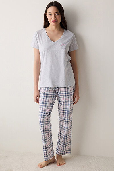 Penti Checked Pattern Cotton Pyjama Set