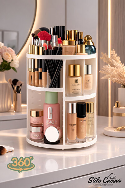 Stile Cucina 360 Derece Dönebilen Makyaj Organizeri Beyaz