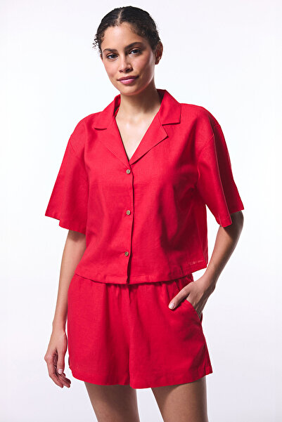 Penti Tera Gomlek Red Beachwear Shirt