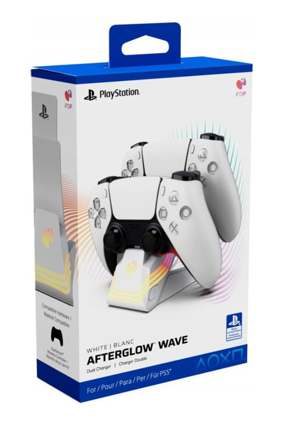Pdp Încărcător dublu Afterglow Wave, alb - Playstation 5