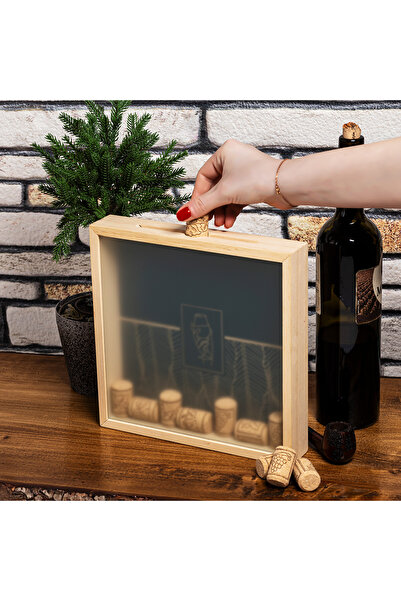 Hediyesepeti Ahşap Kumbara Çerçeveli Para Ve Anı Şarap Toplama Koleksiyon Kut...