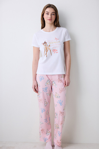 Penti Bambi Cotton White and Pink Pyjama Set