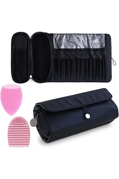 Arabest Portable Makeup Bag, Brush Organizer, Cosmetic Bag with Cleaning Mat,...