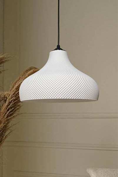 decory Leila Ekru Soft Beyaz Renk Mesh Avize, Pinterest Tarzı Tekli Sarkıt Av...