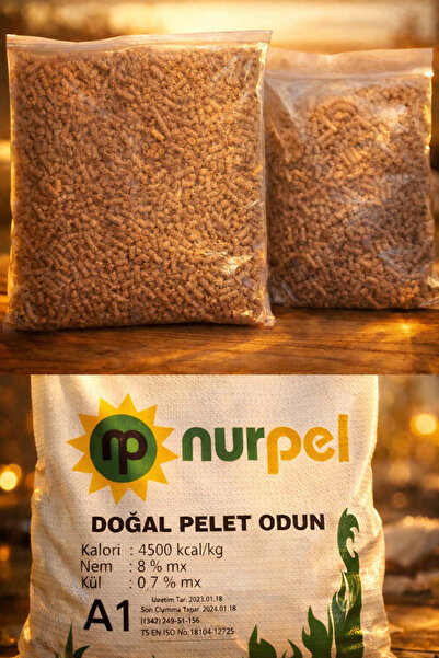 Nur Pel NUR PELET %100 Çam Peleti Orijinal-Yüksek Isı-Düşük Kül 2kg 4lt
