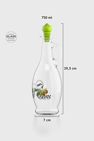 Renga Kibele Pattern 750 ml Glass Oil Dispenser with Green Lid 152044
