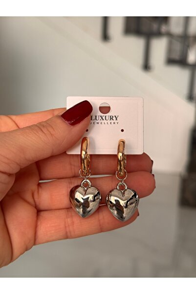 HERCY Imported Vip Earrings with Silver and Rosegold Color Heart